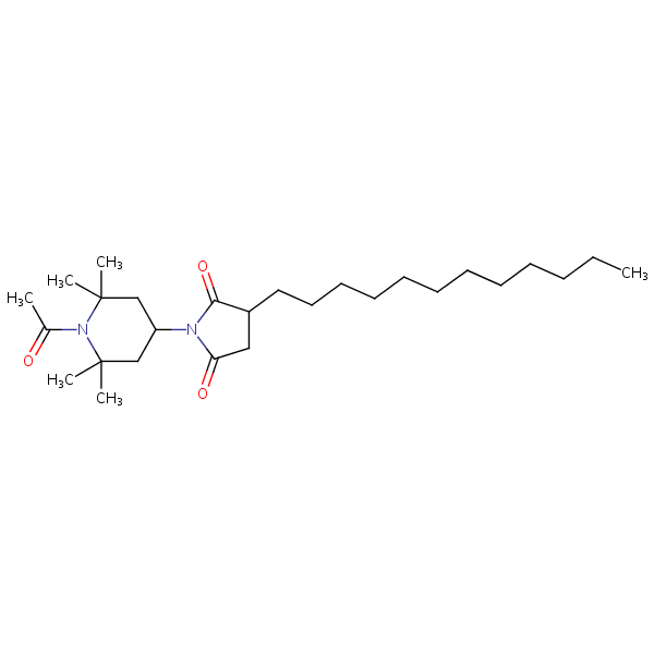 1-(1-Acetyl-2,2,6,6-tetramethylpiperidin-4-yl)-3-dodecylpyrrolidine-2,5-dione structural formula