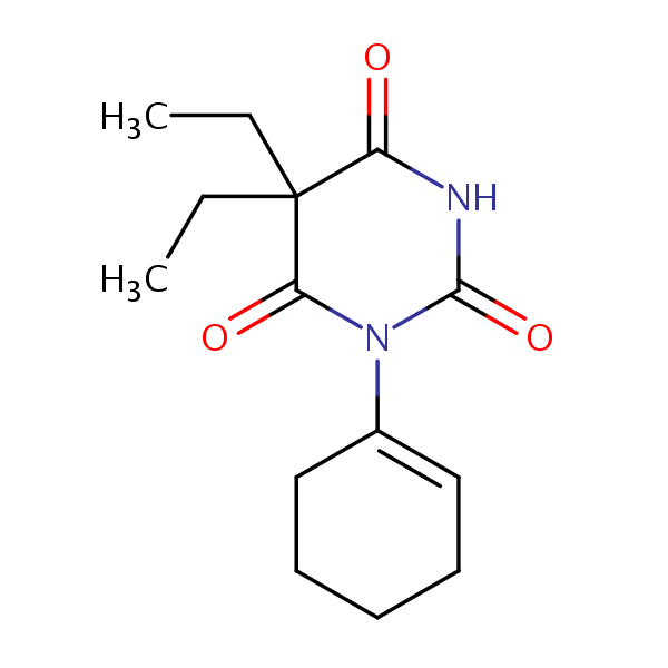 1-(1-Cyclohexen-1-yl)-5,5-diethylbarbituric acid structural formula
