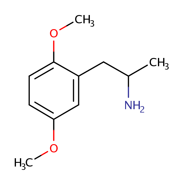 (+/-) -1-(2,5-Dimethoxyphenyl)-2-aminopropane structural formula
