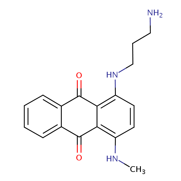 1-((3-Aminopropyl)amino)-4-(methylamino)-9,10-anthracenedione structural formula