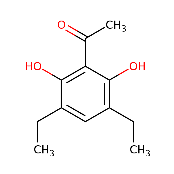 1-(3,5-Diethyl-2,6-dihydroxyphenyl)ethan-1-one structural formula
