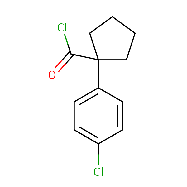 1-(4-Chlorophenyl)cyclopentanecarbonyl chloride structural formula