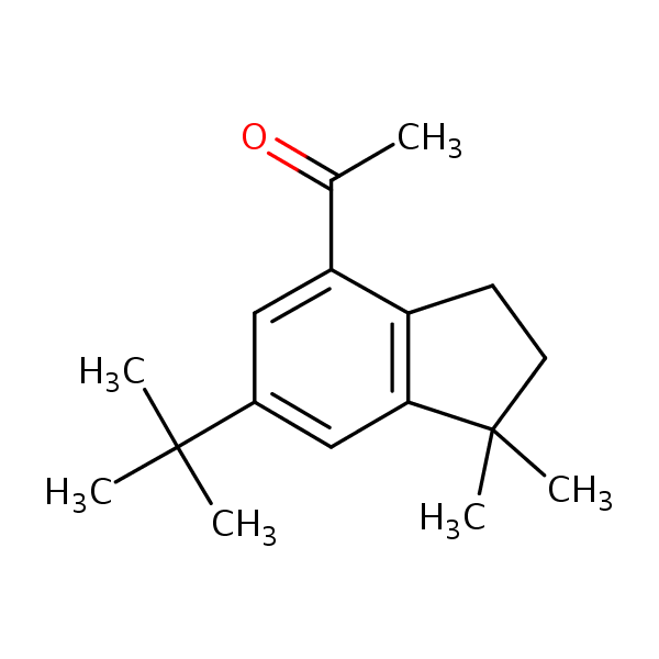 1-(6-tert-Butyl-1,1-dimethyl-2,3-dihydro-1H-inden-4-yl)ethanone structural formula