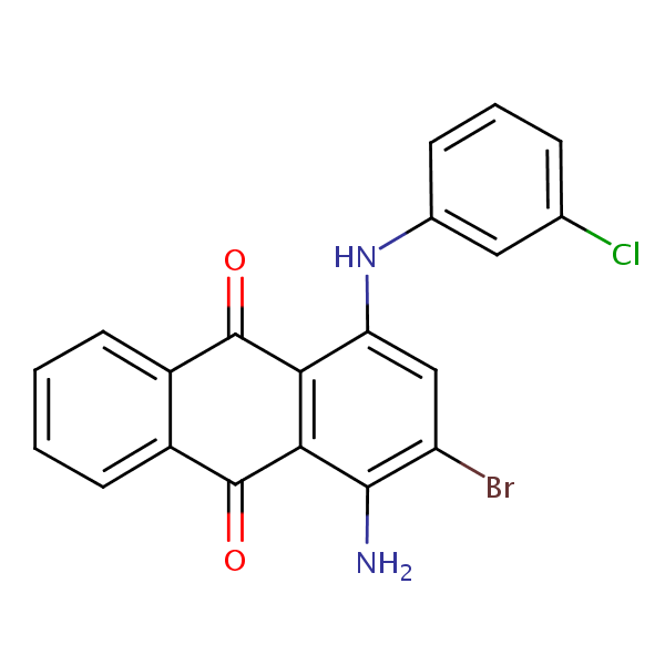 1-Amino-2-bromo-4-(3-chloroanilino)anthraquinone structural formula
