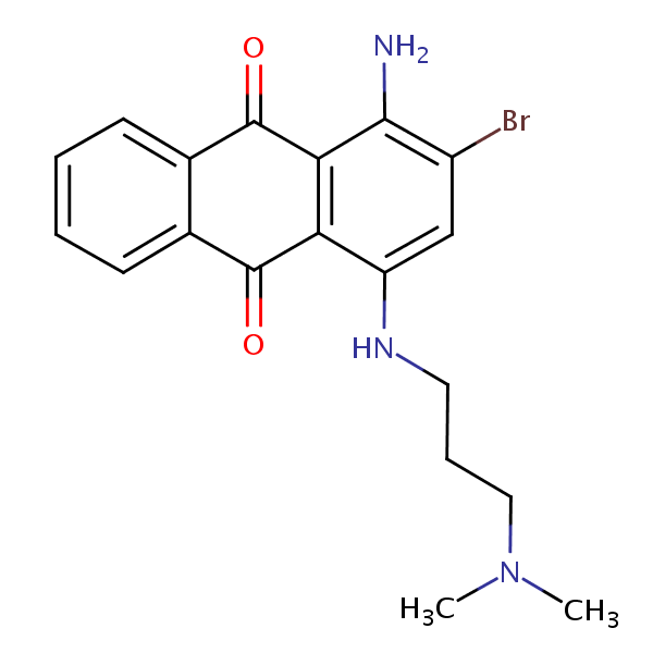 1-Amino-2-bromo-4-((3-(dimethylamino)propyl)amino)anthraquinone structural formula