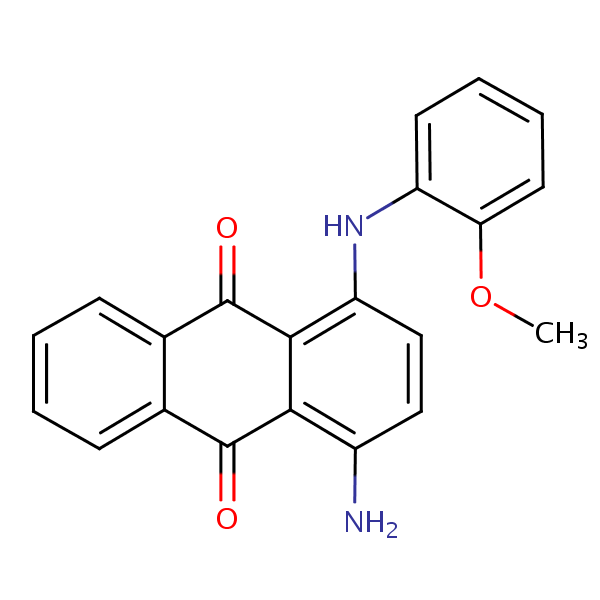 1-Amino-4-((2-methoxyphenyl)amino)anthraquinone structural formula