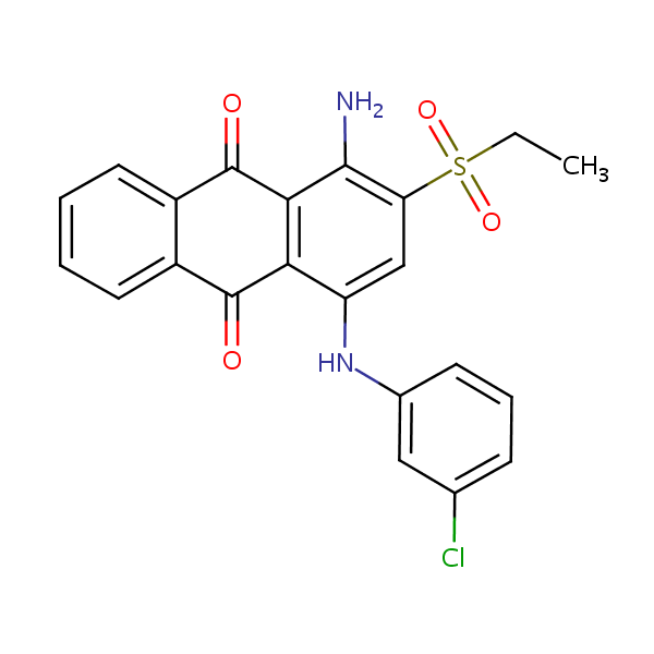 1-Amino-4-((3-chlorophenyl)amino)-2-(ethylsulphonyl)anthraquinone structural formula