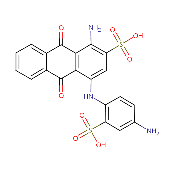 1-Amino-4-(4-amino-2-sulphoanilino)-9,10-dihydro-9,10-dioxoanthracene-2-sulphonic acid structural formula
