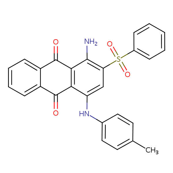 1-Amino-4-((4-methylphenyl)amino)-2-(phenylsulphonyl)anthraquinone structural formula