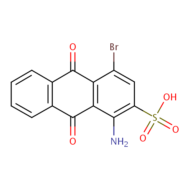 1-Amino-4-bromo-9,10-dioxo-9,10-dihydroanthracene-2-sulfonic acid structural formula