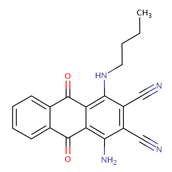 1-Amino-4-(butylamino)-9,10-dihydro-9,10-dioxoanthracene-2,3-dicarbonitrile structural formula