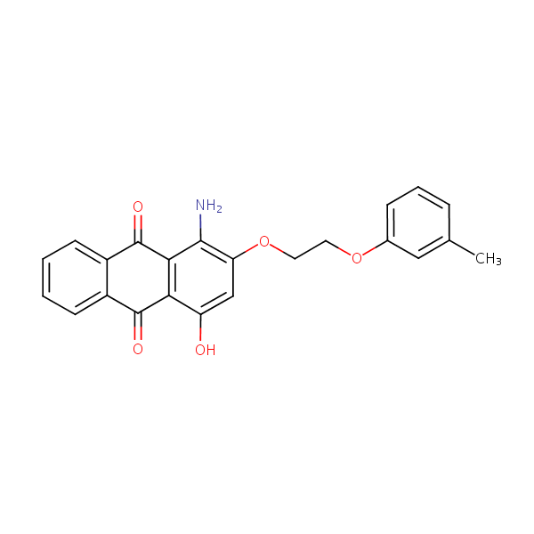 1-Amino-4-hydroxy-2-(2-(3-methylphenoxy)ethoxy)anthraquinone structural formula