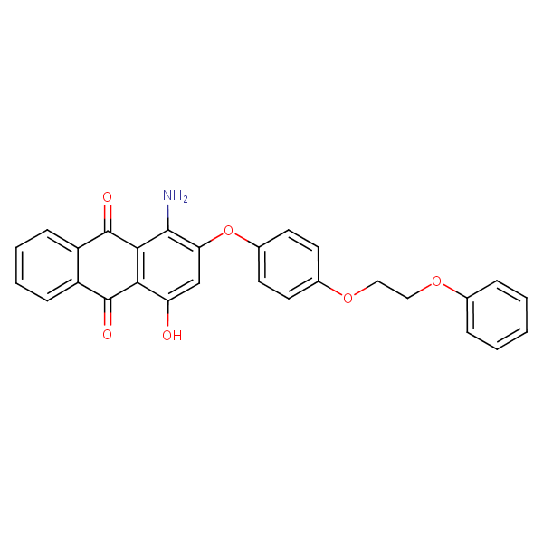 1-Amino-4-hydroxy-2-(4-(2-phenoxyethoxy)phenoxy)anthraquinone structural formula