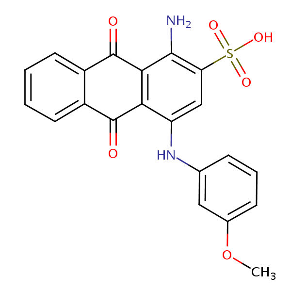 1-Amino-4-m-anisidino-9,10-dihydro-9,10-dioxoanthracene-2-sulphonic acid structural formula
