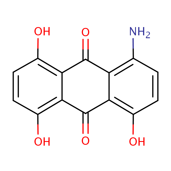 1-Amino-4,5,8-trihydroxyanthraquinone structural formula