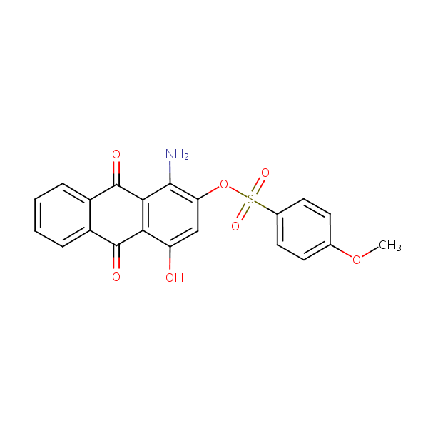 1-Amino-9,10-dihydro-4-hydroxy-9,10-dioxo-2-anthryl 4-methoxybenzenesulphonate structural formula