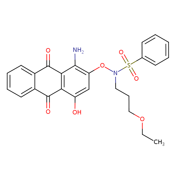 ((1-Amino-9,10-dihydro-4-hydroxy-9,10-dioxo-2-anthryl)oxy)-N-(3-ethoxypropyl)benzenesulphonamide structural formula