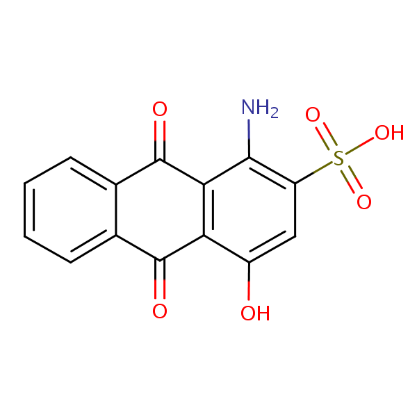 1-Amino-9,10-dihydro-4-hydroxy-9,10-dioxoanthracene-2-sulphonic acid structural formula