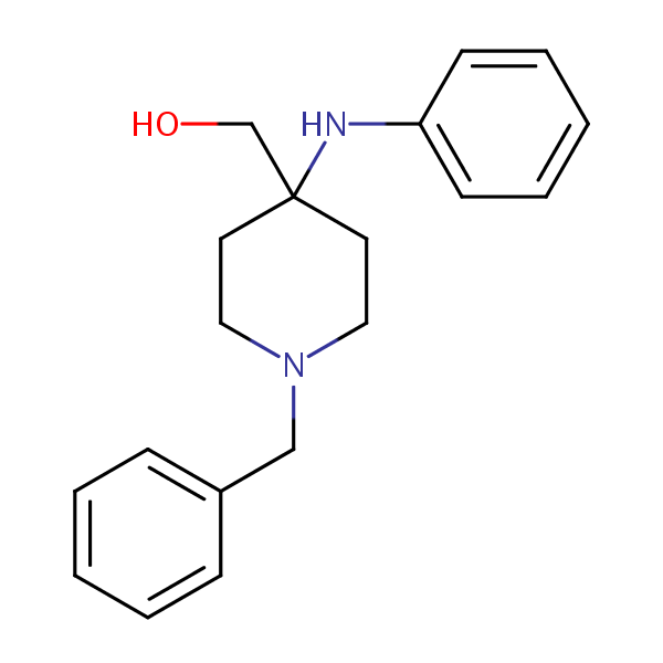 1-Benzyl-4-(phenylamino)piperidine-4-methanol structural formula
