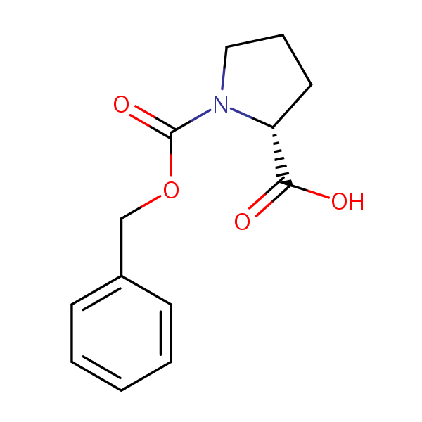 1-Benzyl hydrogen (R)-pyrrolidine-1,2-dicarboxylate structural formula