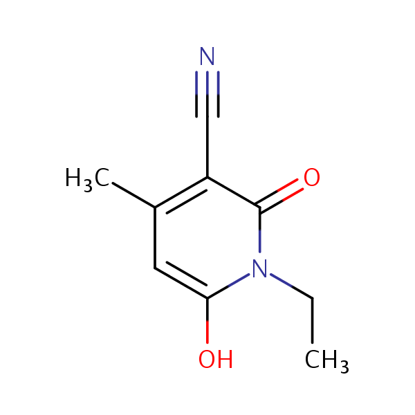 1-Ethyl-1,2-dihydro-6-hydroxy-4-methyl-2-oxo-3-pyridinecarbonitrile structural formula
