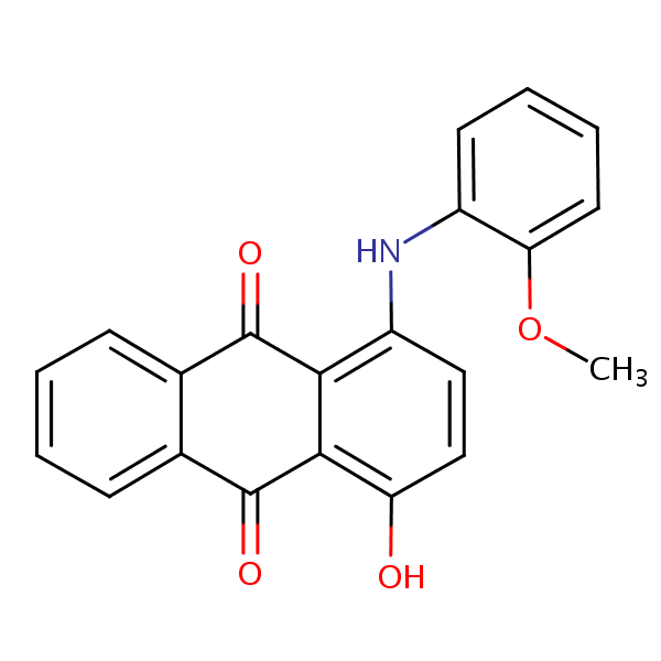 1-Hydroxy-4-((2-methoxyphenyl)amino)anthraquinone structural formula