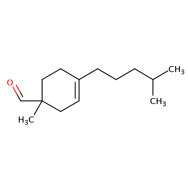 1-Methyl-4-(4-methylpentyl)cyclohex-3-ene-1-carbaldehyde structural formula