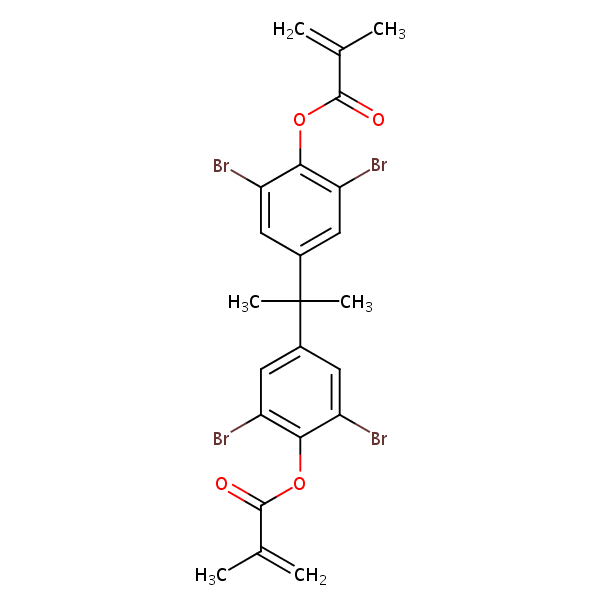 (1-Methylethylidene)bis(2,6-dibromo-4,1-phenylene) bismethacrylate structural formula