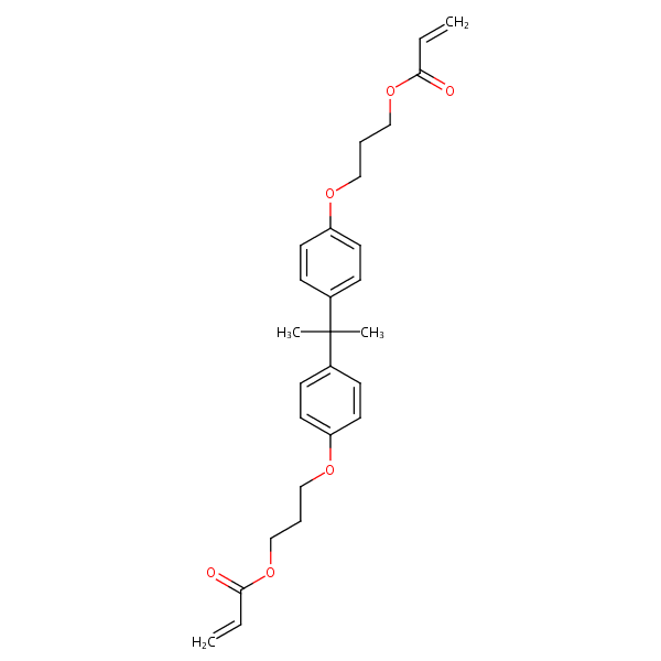 (1-Methylethylidene)bis(4,1-phenyleneoxy-3,1-propanediyl) diacrylate structural formula