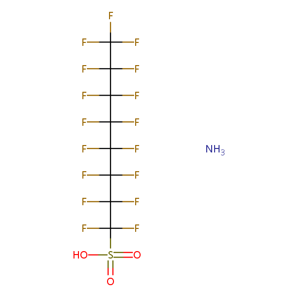 1-Octanesulfonic acid, 1,1,2,2,3,3,4,4,5,5,6,6,7,7,8,8,8-heptadecafluoro-, ammonium salt structural formula