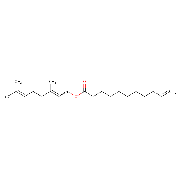 10-Undecenoic acid, 3,7-dimethyl-2,6-octadienyl ester structural formula