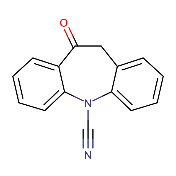 10,11-Dihydro-10-oxo-5H-dibenz(b,f)azepine-5-carbonitrile structural formula