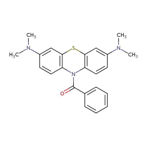 10H-Phenothiazine-3,7-diamine, 10-benzoyl-N,N,N’,N’-tetramethyl- structural formula