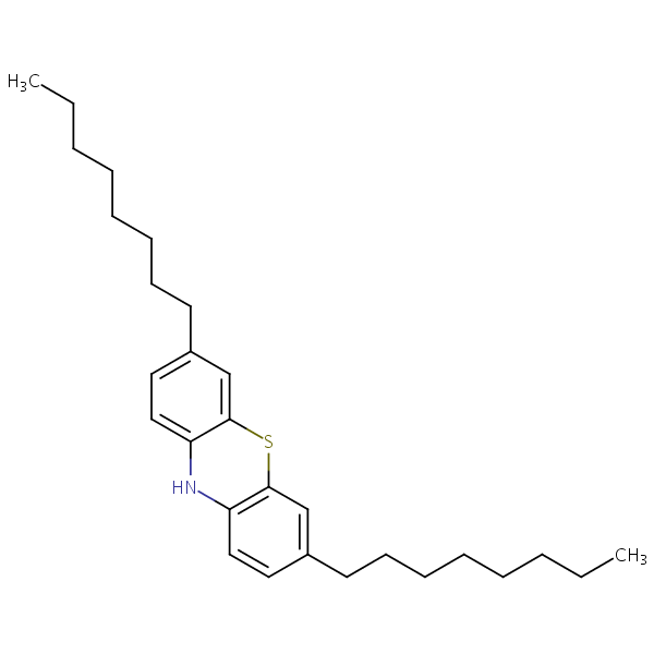 10H-Phenothiazine, 3,7-dioctyl- structural formula