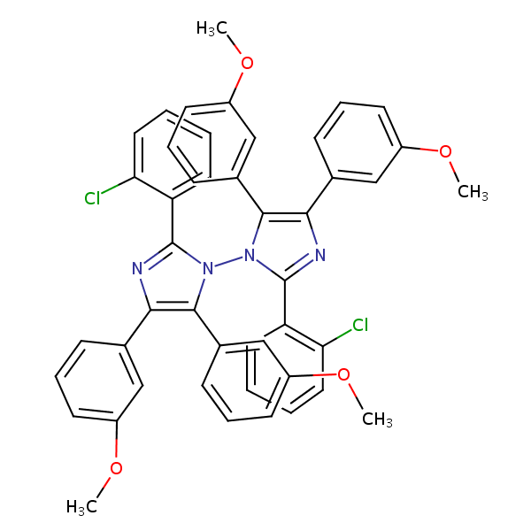 1,1’-Bi-1H-imidazole, 2,2’-bis(2-chlorophenyl)-4,4’,5,5’-tetrakis(3-methoxyphenyl)- structural formula
