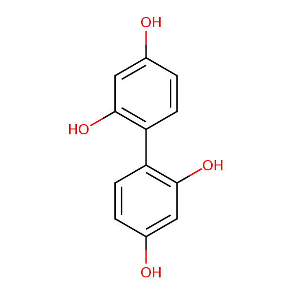 [1,1’-Biphenyl]-2,2’,4,4’-tetrol structural formula