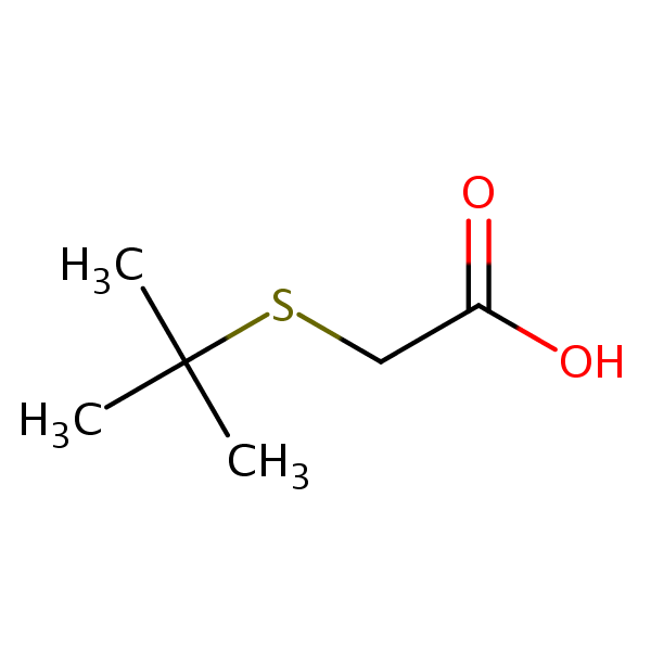 ((1,1-Dimethylethyl)thio)acetic acid structural formula