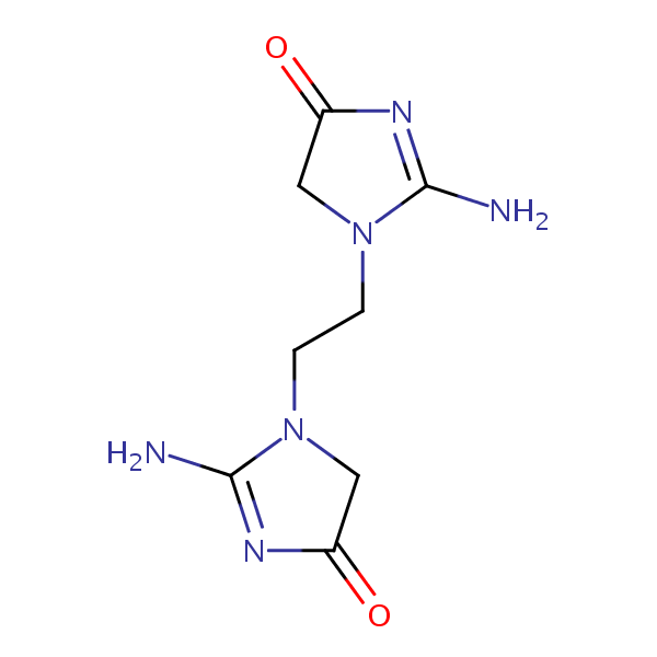 1,1’-(Ethane-1,2-diyl)bis(2-amino-1,5-dihydro-4H-imidazol-4-one) structural formula