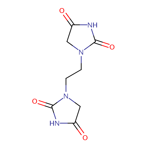 1,1’-(Ethane-1,2-diyl)bisimidazolidine-2,4-dione structural formula