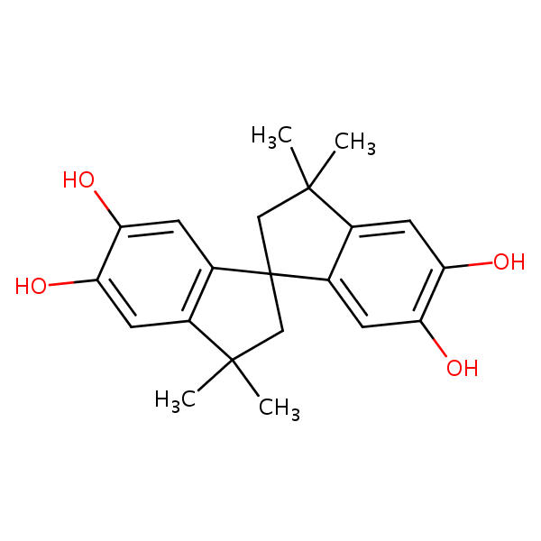 1,1’-Spirobi[1H-indene]-5,5’,6,6’-tetrol, 2,2’,3,3’-tetrahydro-3,3,3’,3’-tetramethyl- structural formula