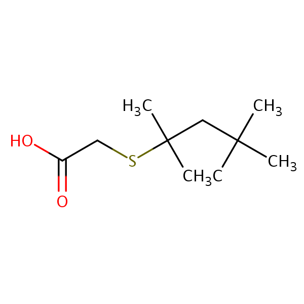 ((1,1,3,3-Tetramethylbutyl)thio)acetic acid structural formula