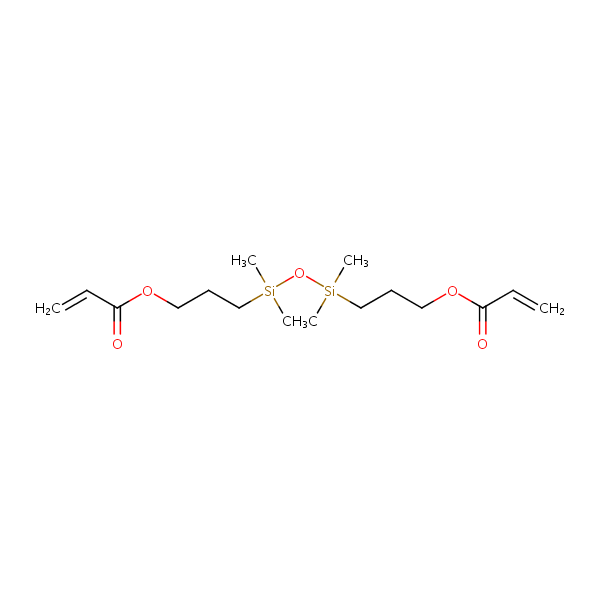 (1,1,3,3-Tetramethyldisiloxane-1,3-diyl)dipropane-1,3-diyl diacrylate structural formula