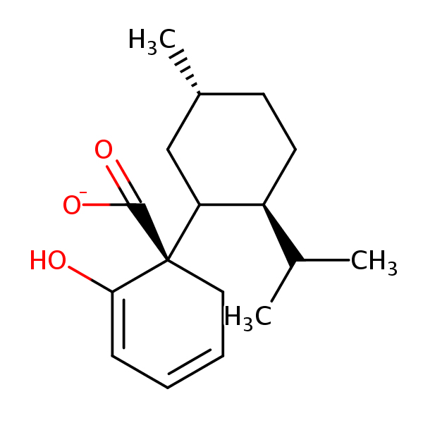 (1)(1alpha,2alpha,5beta)-5-Methyl-2-(1-methylethyl)cyclohexyl salicylate structural formula