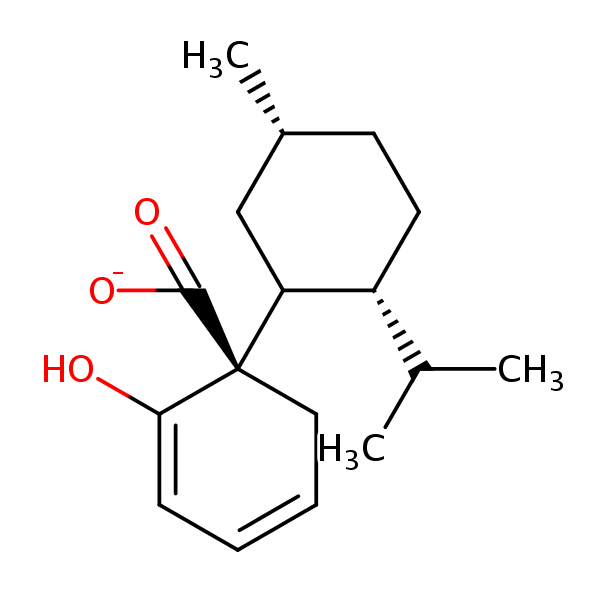 (1)(1alpha,2beta,5beta)-5-Methyl-2-(1-methylethyl)cyclohexyl salicylate structural formula