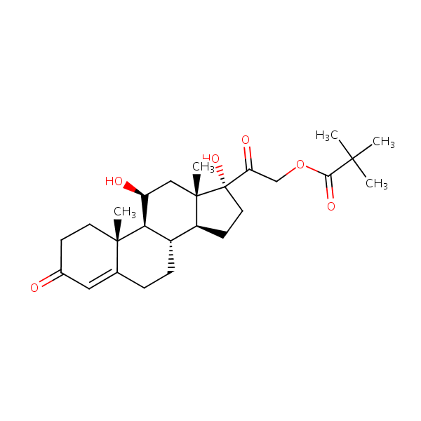 11beta,17,21-Trihydroxypregn-4-ene-3,20-dione 21-pivalate structural formula