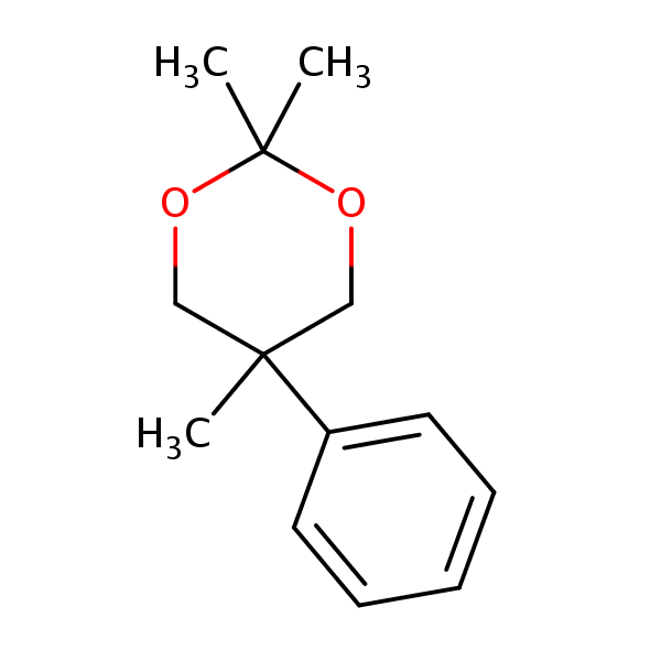1,3-Dioxane, 2,2,5-trimethyl-5-phenyl- structural formula