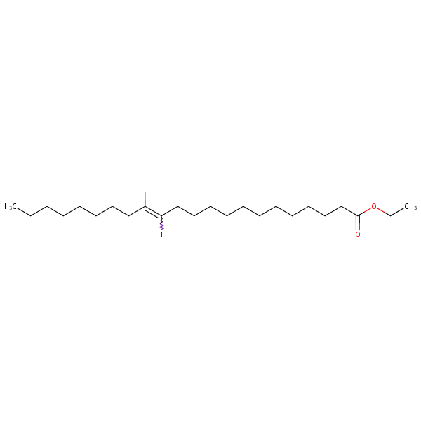 13-Docosenoic acid, 13,14-diiodo-, ethyl ester structural formula