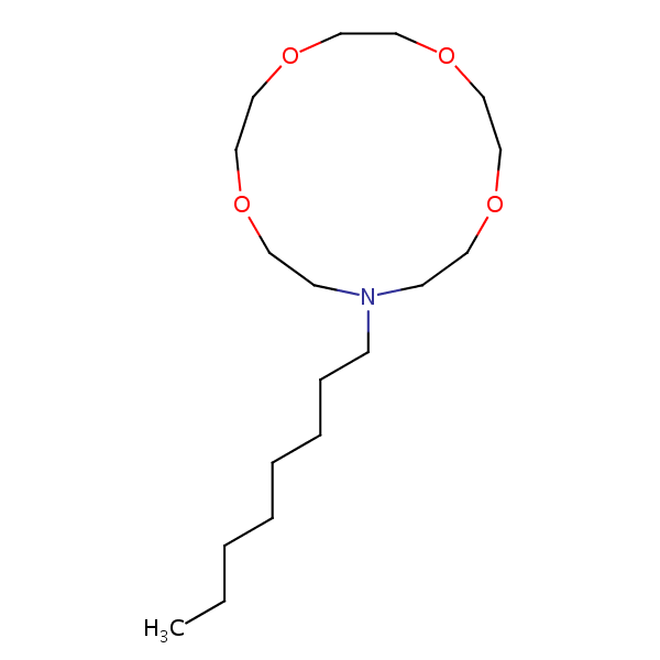 13-Octyl-1,4,7,10-tetraoxa-13-azacyclopentadecane structural formula