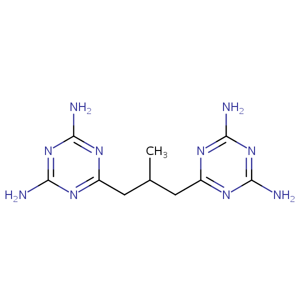 1,3,5-Triazine-2,4-diamine, 6,6’-(2-methyl-1,3-propanediyl)bis- structural formula