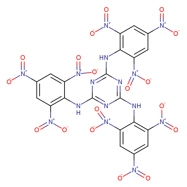 1,3,5-Triazine-2,4,6-triamine, N,N’,N’’-tris(2,4,6-trinitrophenyl)- structural formula